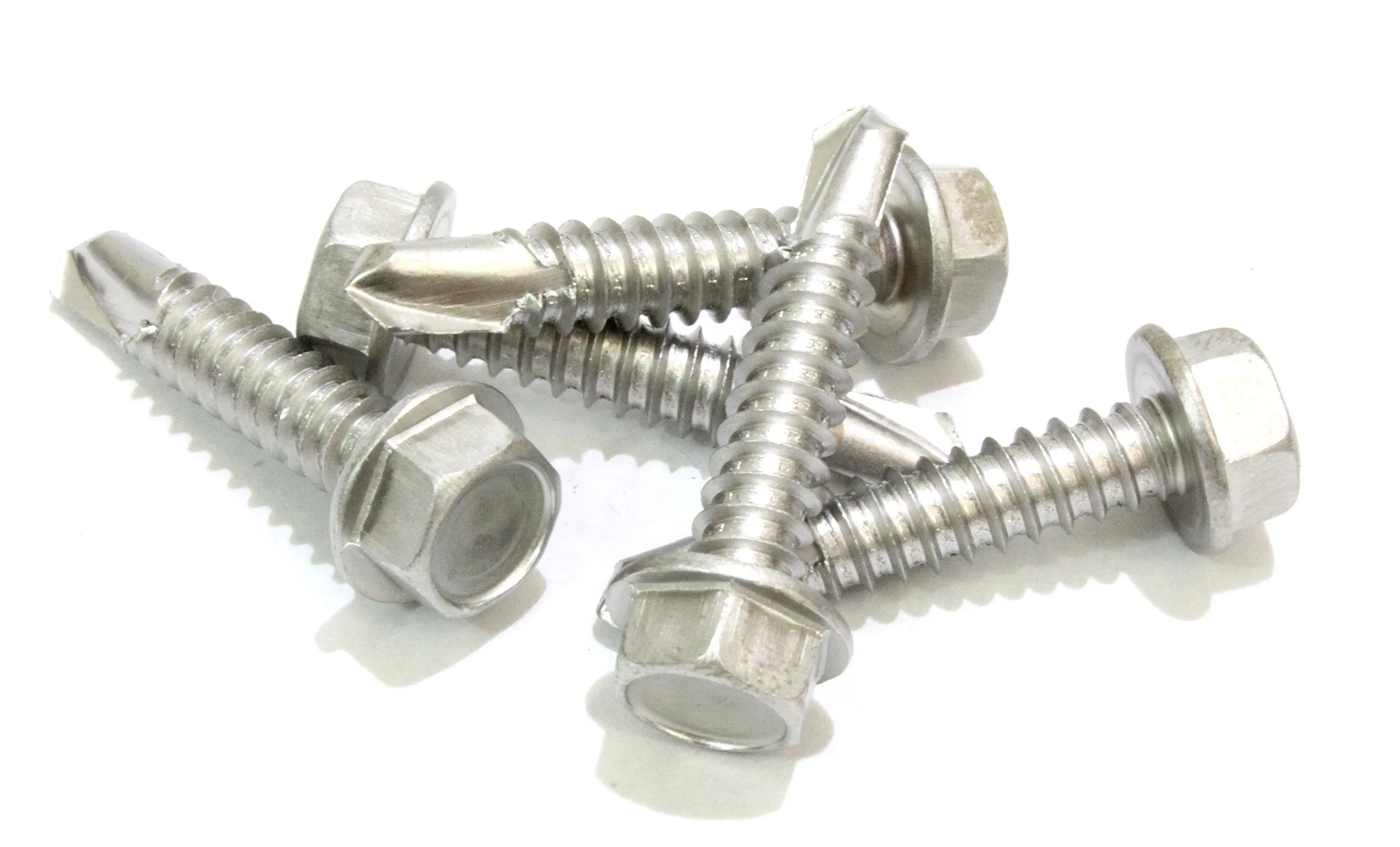 10 x 1-1/4" Stainless Hex Washer Head Self Drilling Screws, (100pc) 410 Stainless Steel