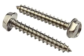 10 X 1-1/4" Stainless Indented Hex Washer Head Screw, (25 pc), 18-8 (304) Stainless Steel