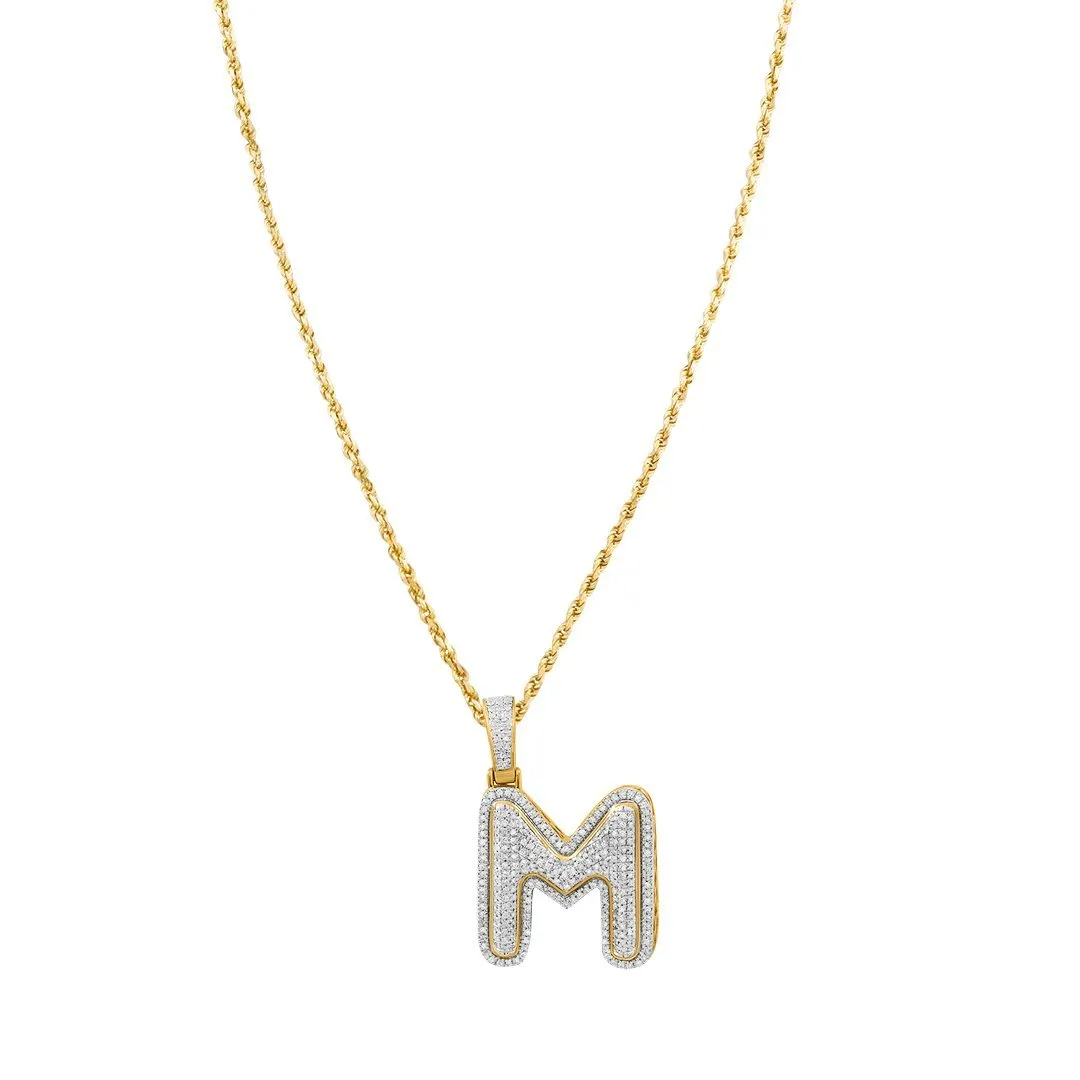 10k Yellow Gold Diamond M Pendant 0.43 Ctw