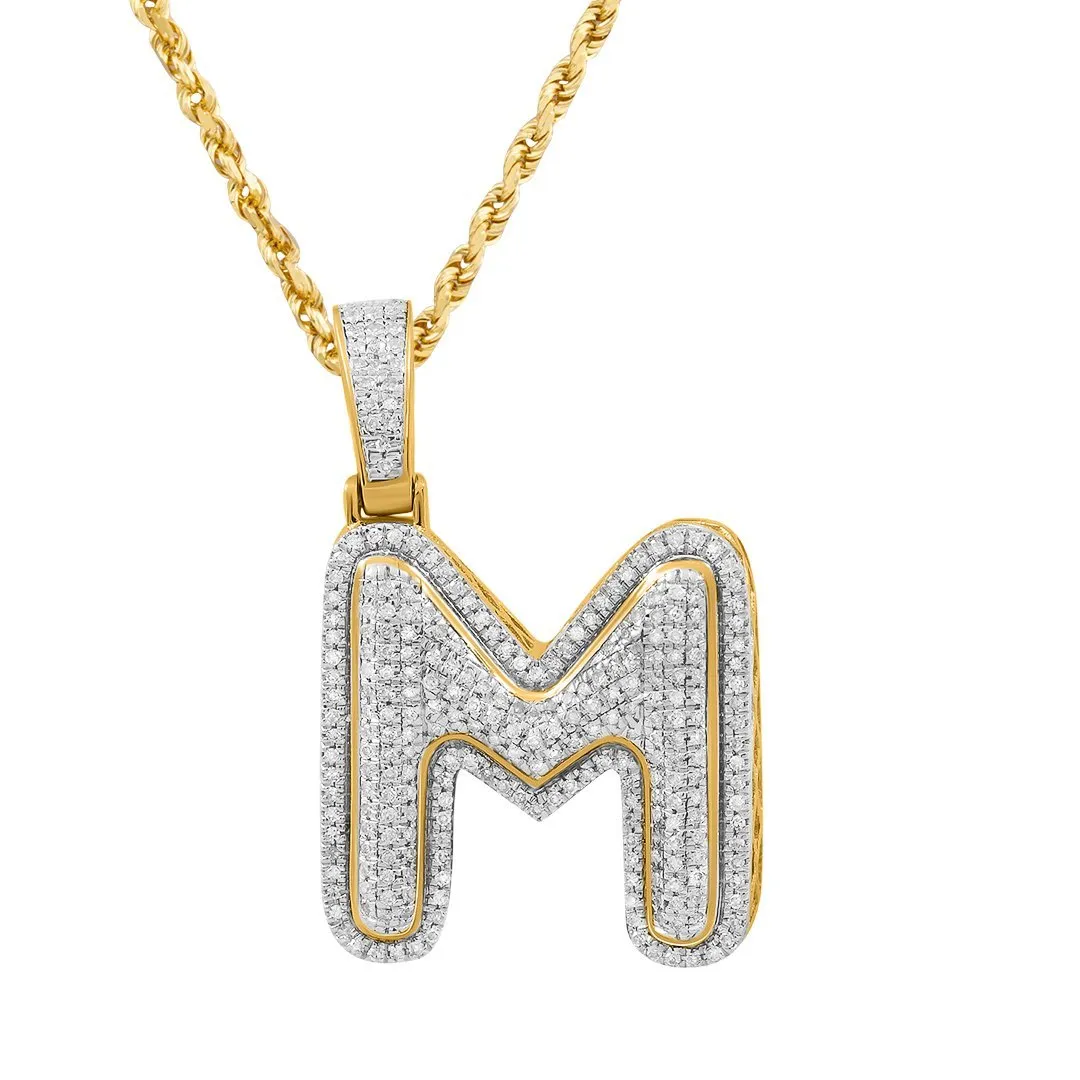 10k Yellow Gold Diamond M Pendant 0.43 Ctw