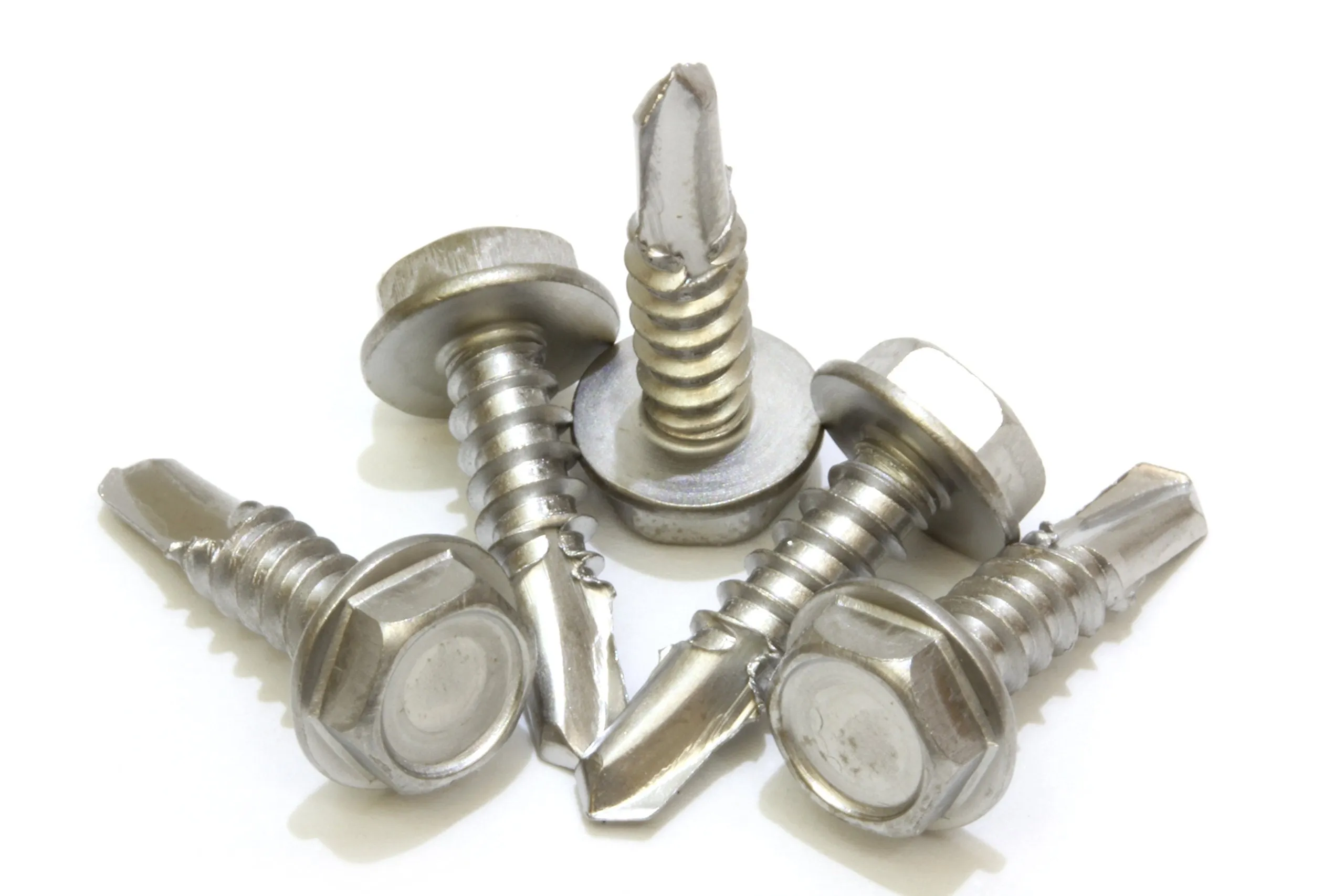 12 X 3/4'' Stainless Hex Washer Head Self Drilling Screws, (100 pc) 410 Stainless Steel