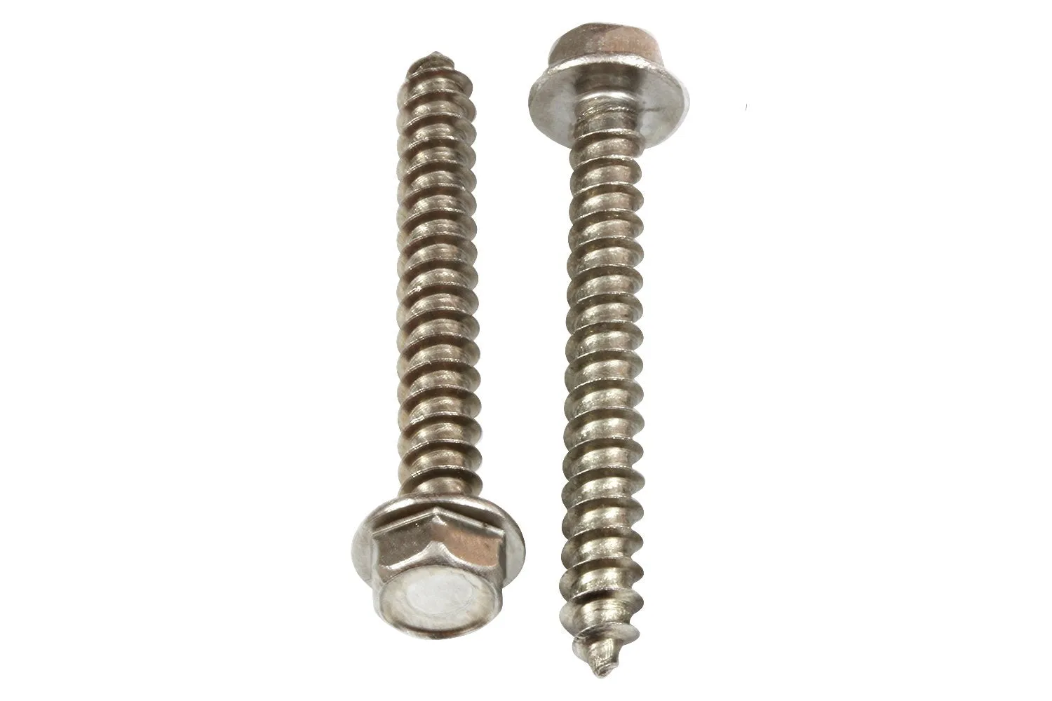 14 X 2" Stainless Indented Hex Washer Head Screw, (25 pc), 18-8 (304) Stainless Steel