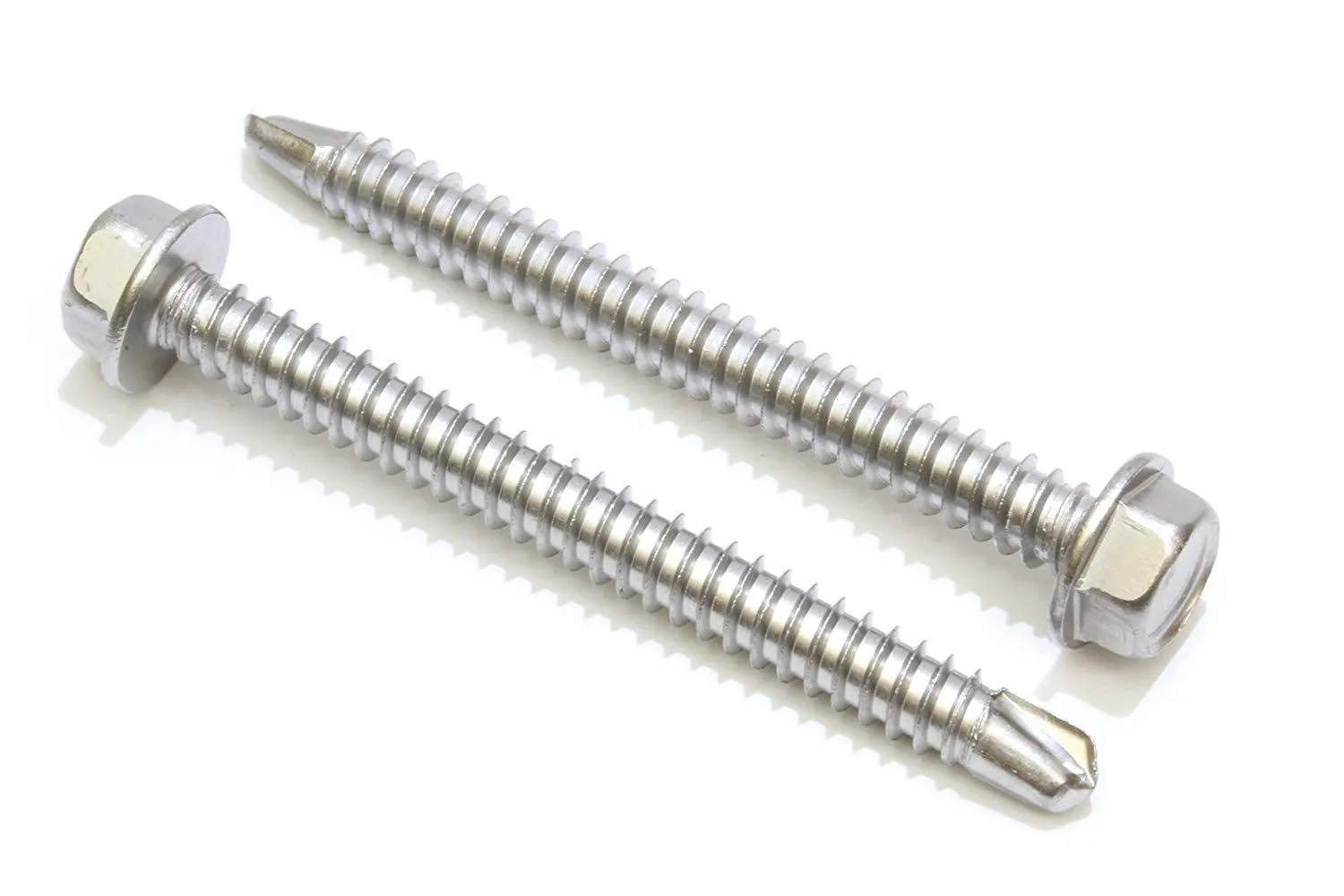 14 X 3'' Hex Washer Head Self Drilling Screws, (50 pc) 410 Stainless Steel Self Tapping