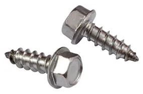 14 X 3/4" Stainless Indented Hex Washer Head Screw, (25 pc), 18-8 (304) Stainless Steel