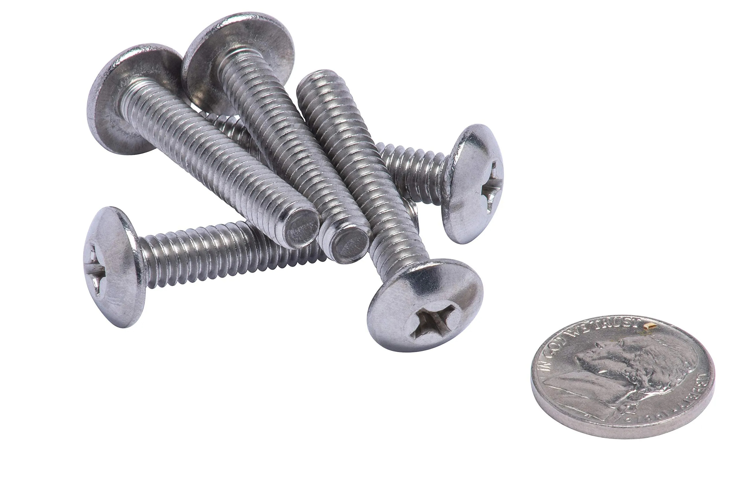 1/4"-20 X 4" Stainless Phillips Truss Head Machine Screw, (25pc), Coarse Thread, 18-8