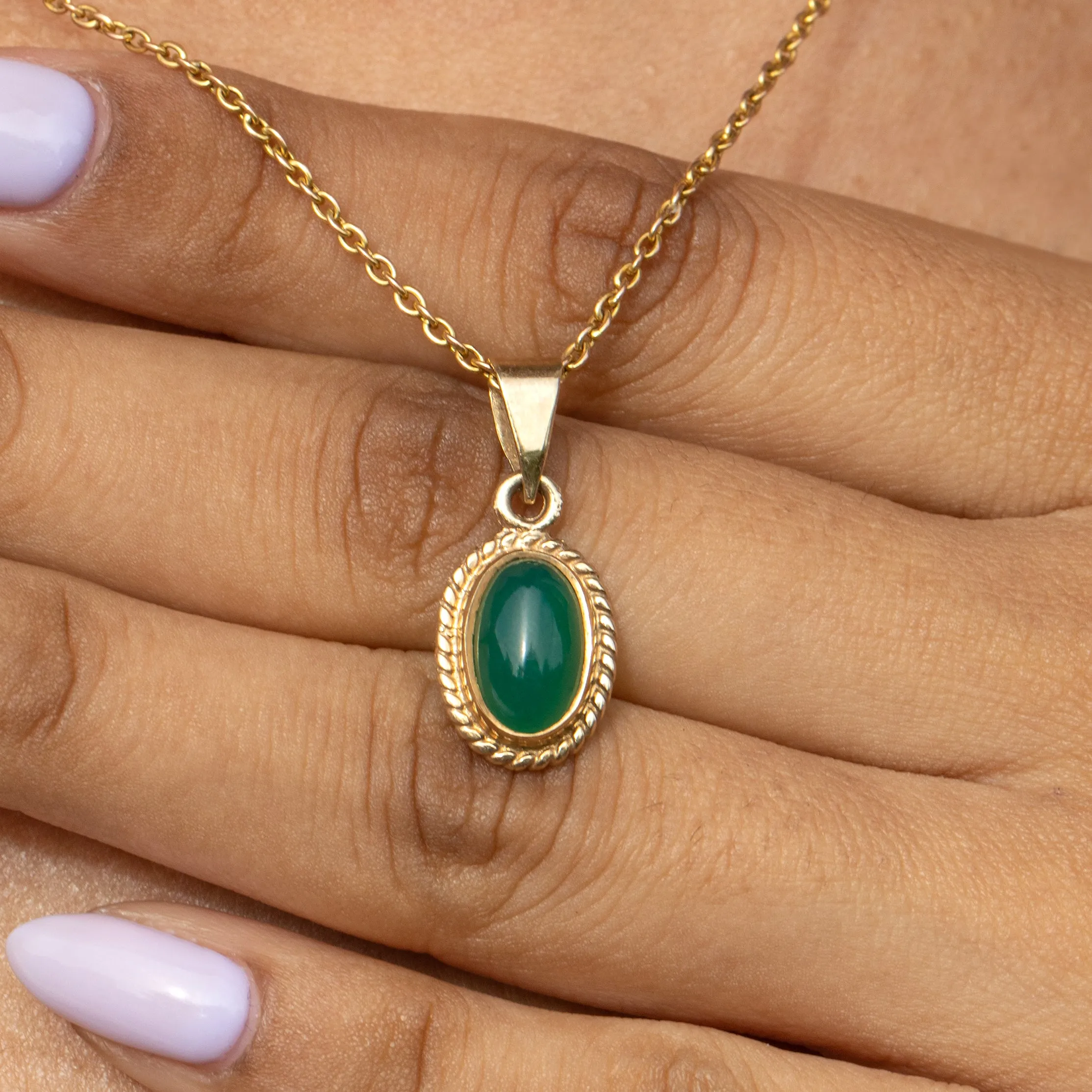 9ct Gold Chrysoprase Charm