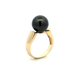 9K Yellow Gold Tahitian Cultured 11-12 mm Pearl Ring