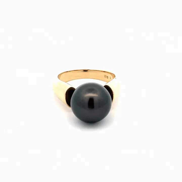 9K Yellow Gold Tahitian Cultured 11-12 mm Pearl Ring