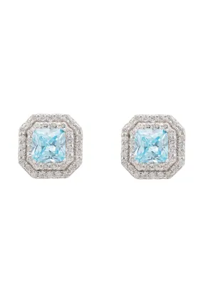 Anastasia Stud Earrings Silver Blue Topaz