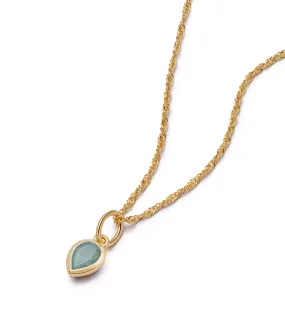 Aquamarine March Birthstone Charm Necklace 18ct Gold Plate