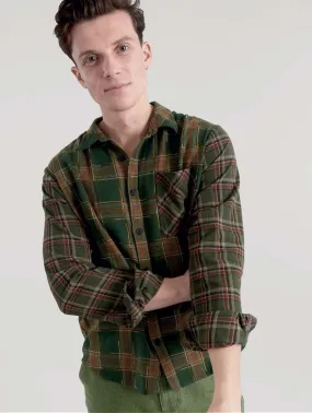 Axel Men's Organic Cotton Patchwork Check Shirt | Green