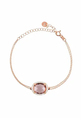 Beatrice Oval Gemstone Bracelet Rose Gold Amethyst Hydro