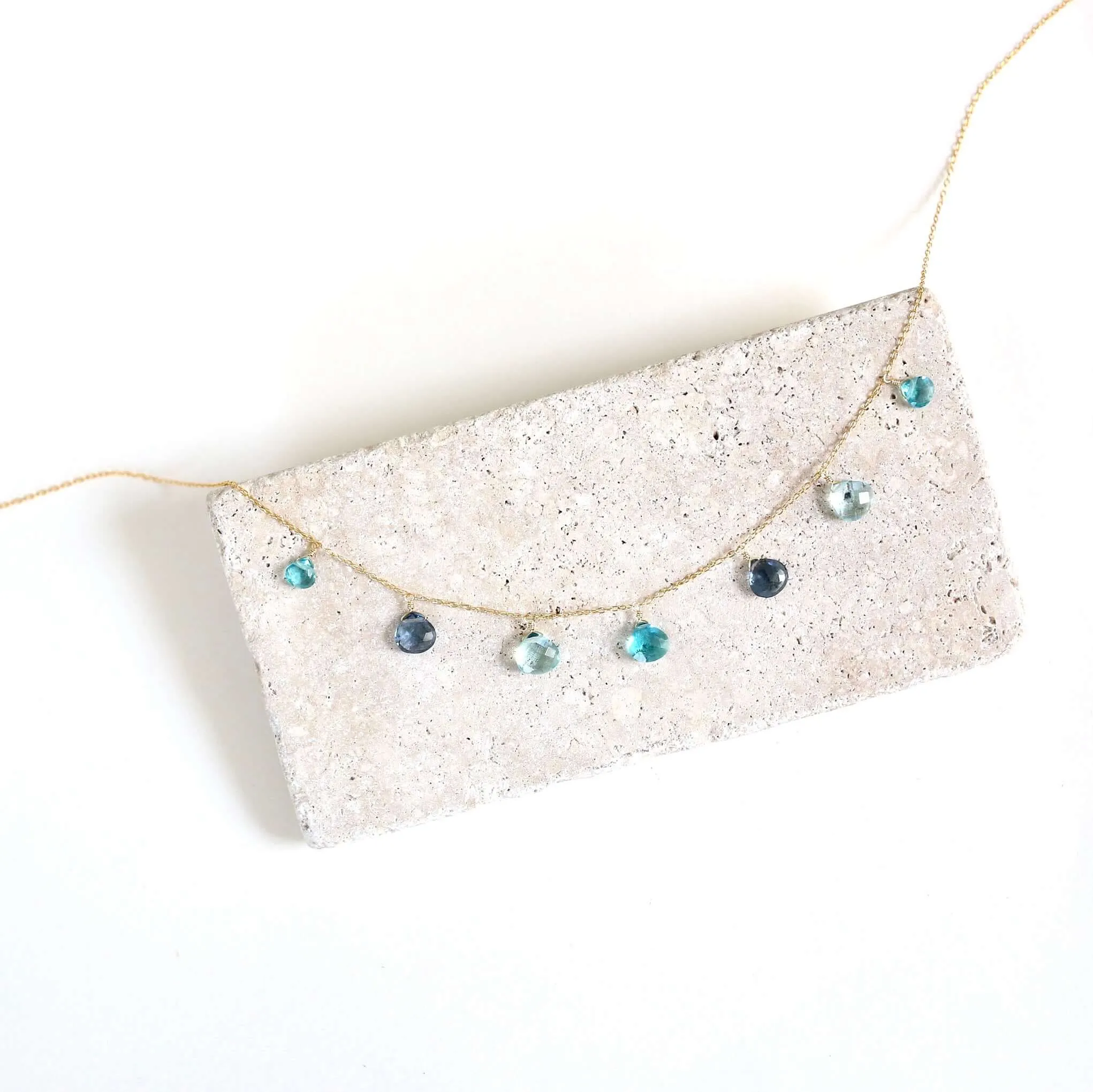 Blue Gemstone Silver Sparkler Necklace