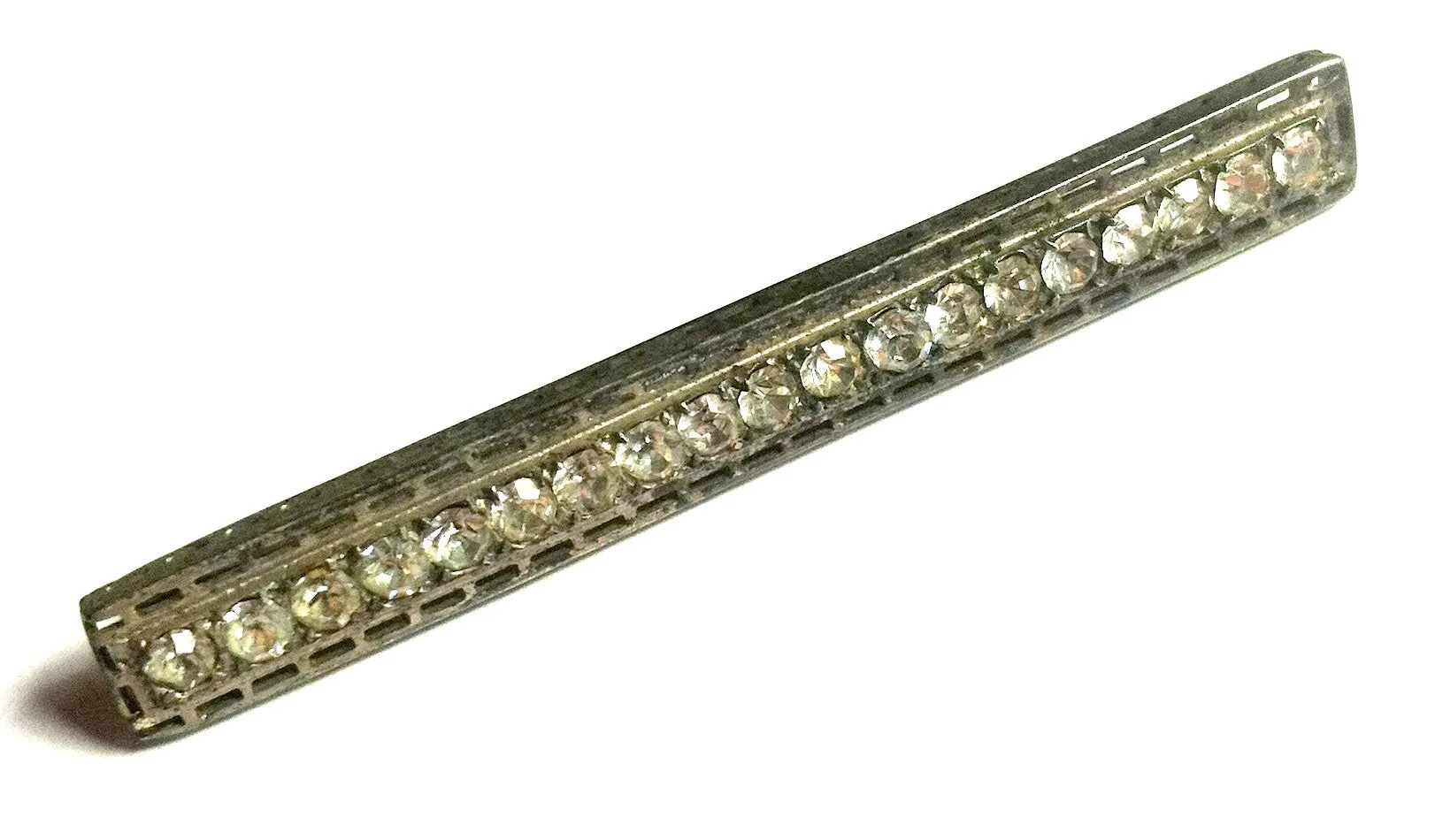 Brilliant Rhinestone Studded Bar Pin circa 1910s