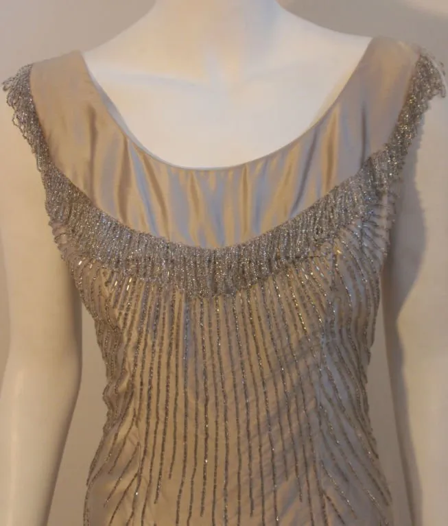 CEIL CHAPMAN 1950s Champagne Silk Shimmering Cocktail Dress