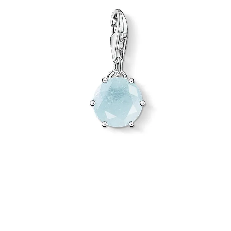 CHARM CLUB STERLING SILVER MARCH MILKY AQUA QUARTZ BIRTHSTONE CHARM