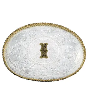 Engraved Initial I Medium Oval Buckle