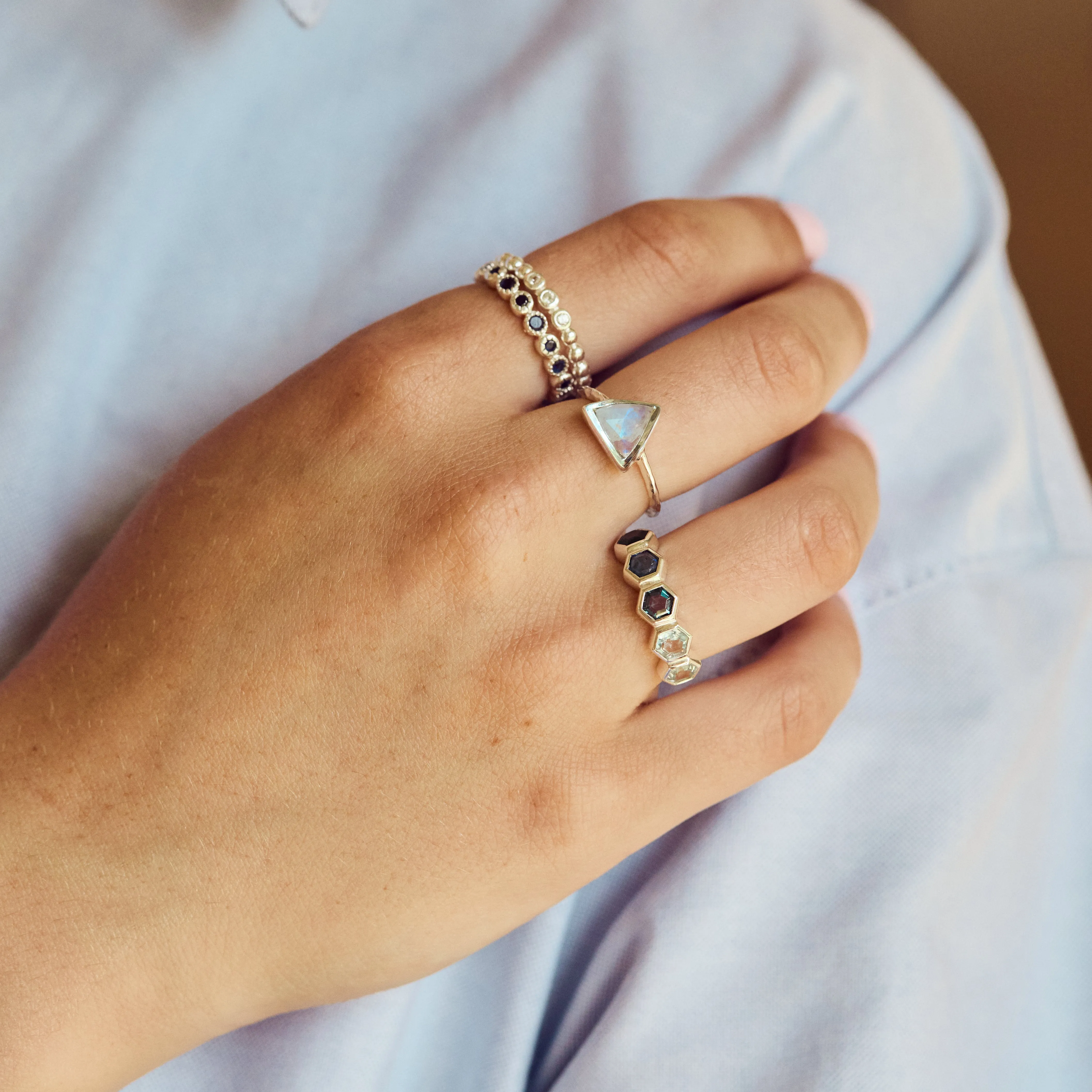 Farrah Moonstone Triangle Ring