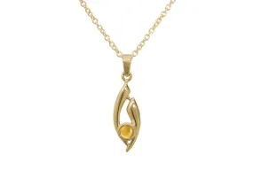 Flowing Cabochon Gemstone Pendant, Yellow Gold