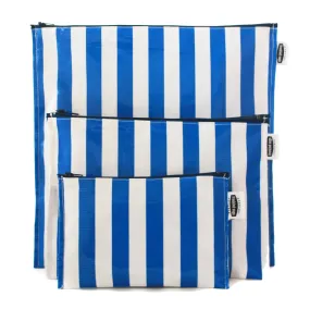 Freckled Sage Oilcloth Trio Bags in Blue Stripe