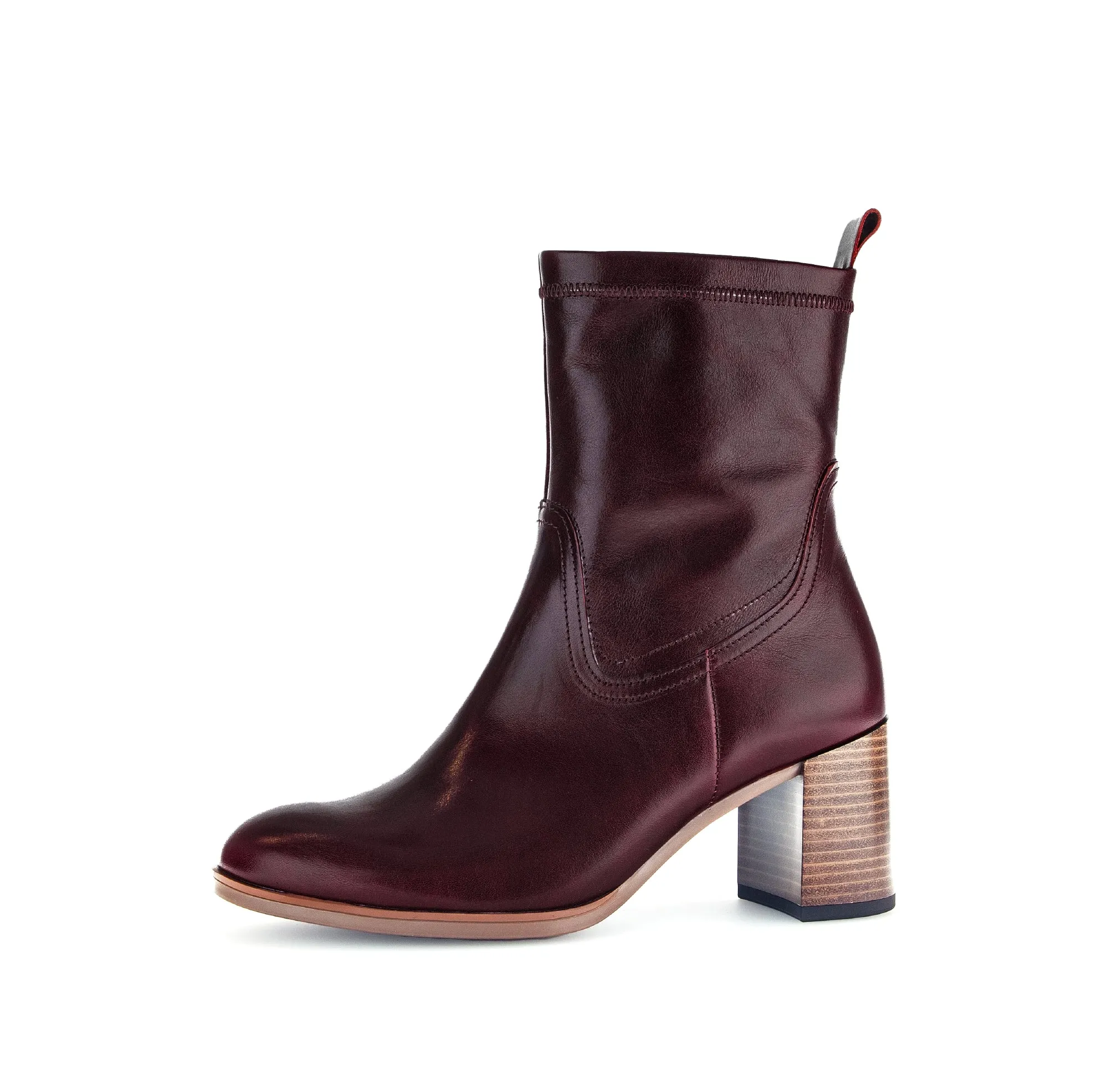 GABOR Burgundy Leather High Block Heel Boot 95168