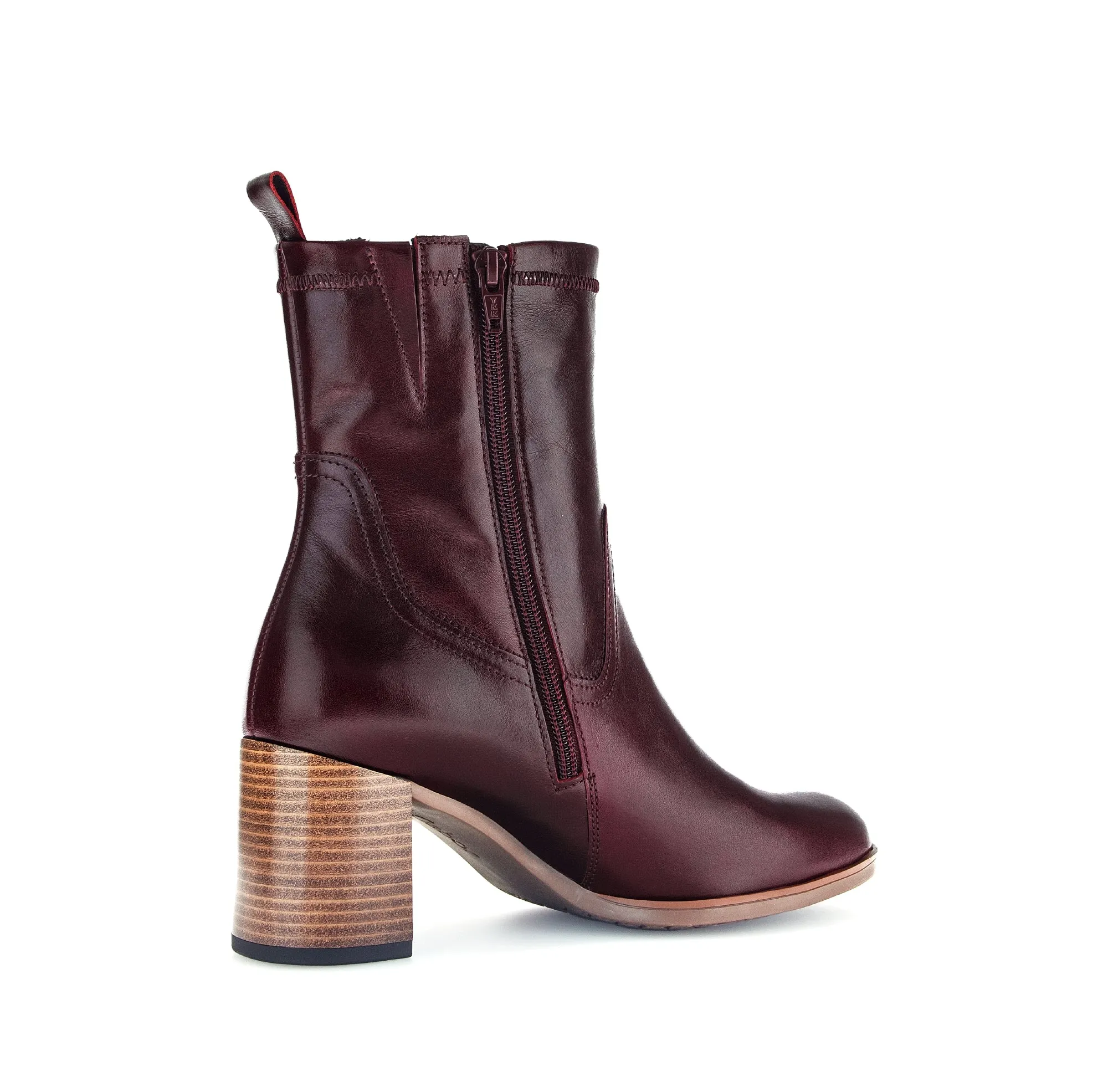 GABOR Burgundy Leather High Block Heel Boot 95168