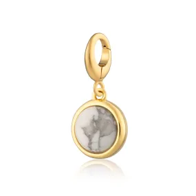 Gold Plated Howlite Healing Stone Charm (Positive Thought)