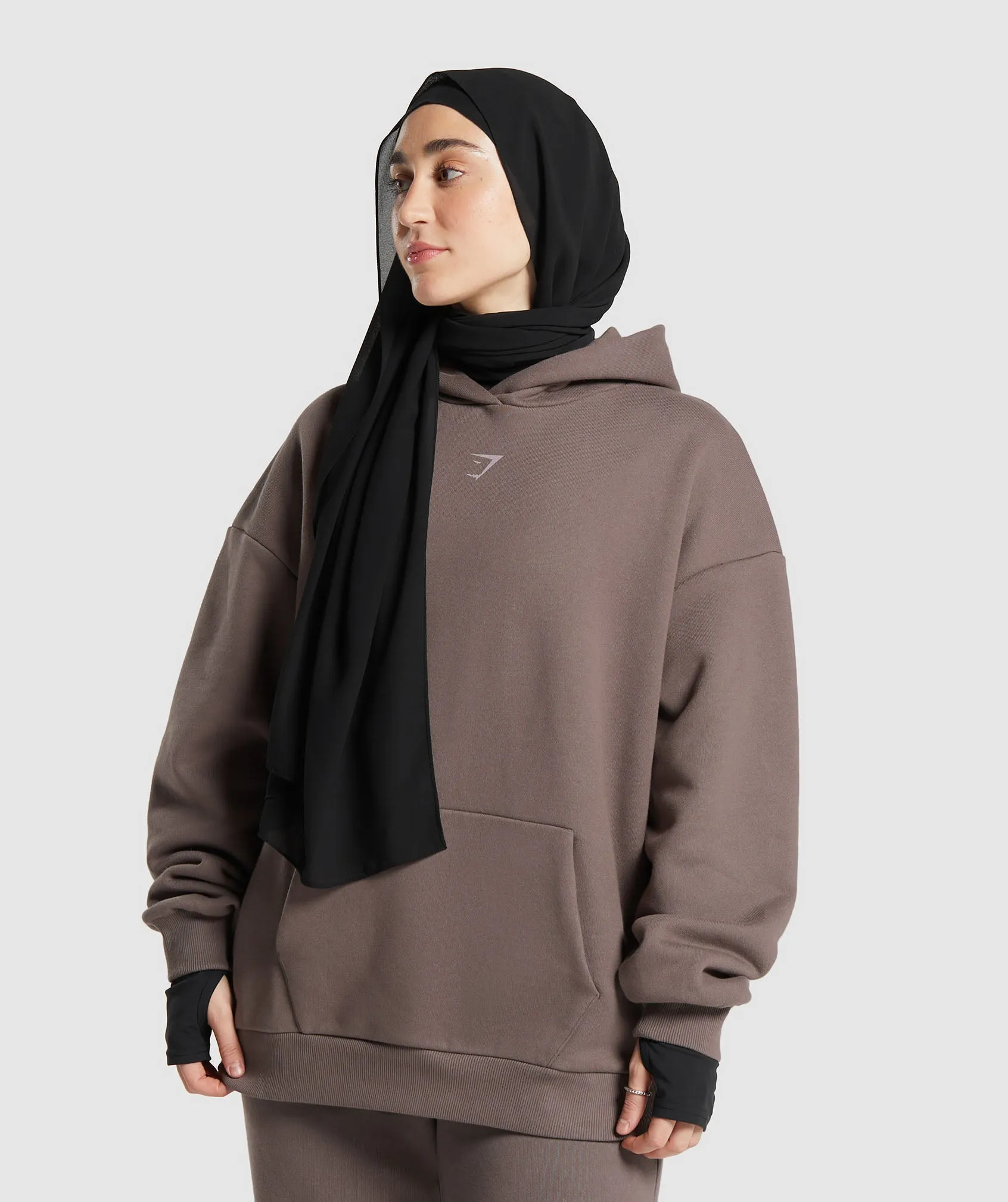 GS X Leana Deeb Oversized Graphic Hoodie - Dusty Brown