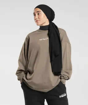 GS X Leana Deeb Oversized Long Sleeve Top - Brushed Brown