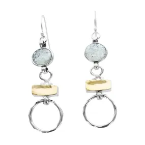 Israeli Roman Glass Hoop Mixed Metal Ithil Earrings