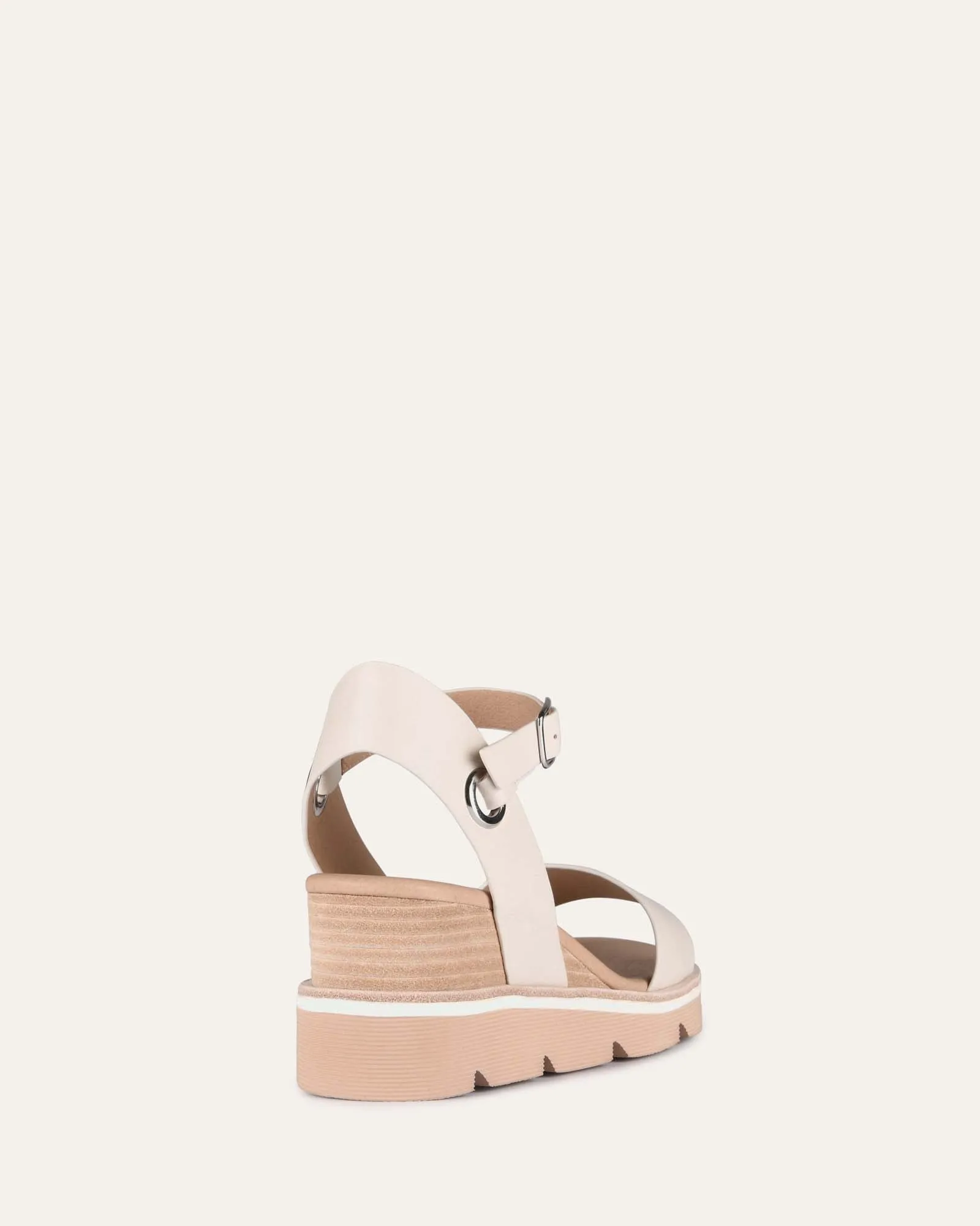 KATIE MID HEEL WEDGE SANDALS BONE LEATHER