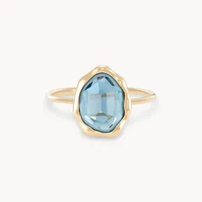 london blue topaz mood ring - 14k yellow gold, blue topaz