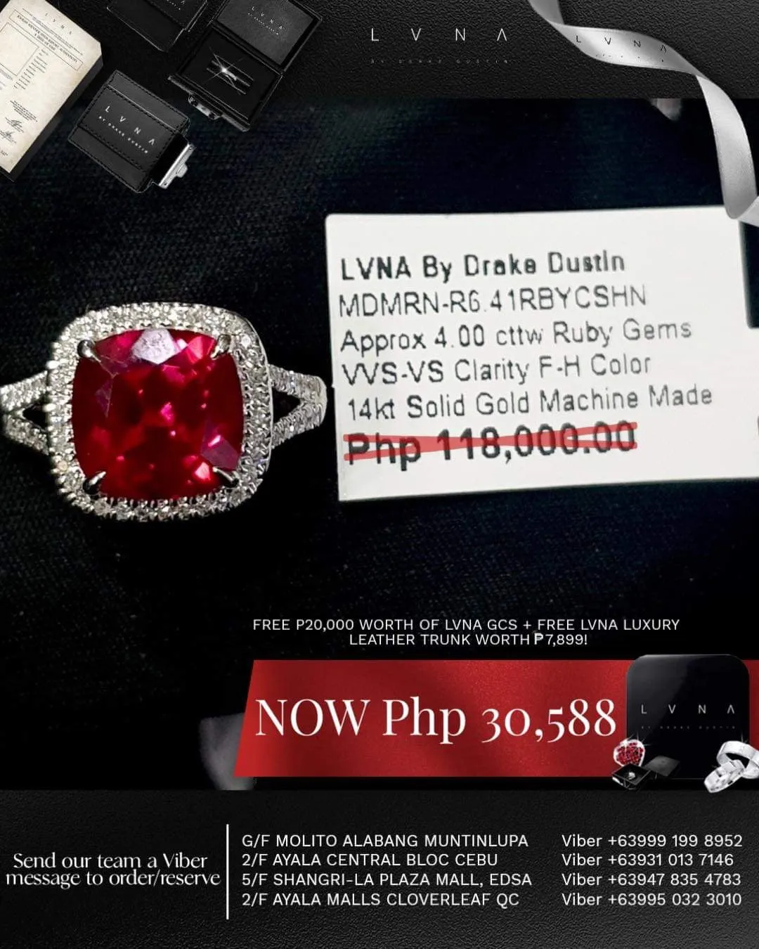 #LVNA2024 |  Cushion Red Ruby Gemstones Diamond Ring 14kt