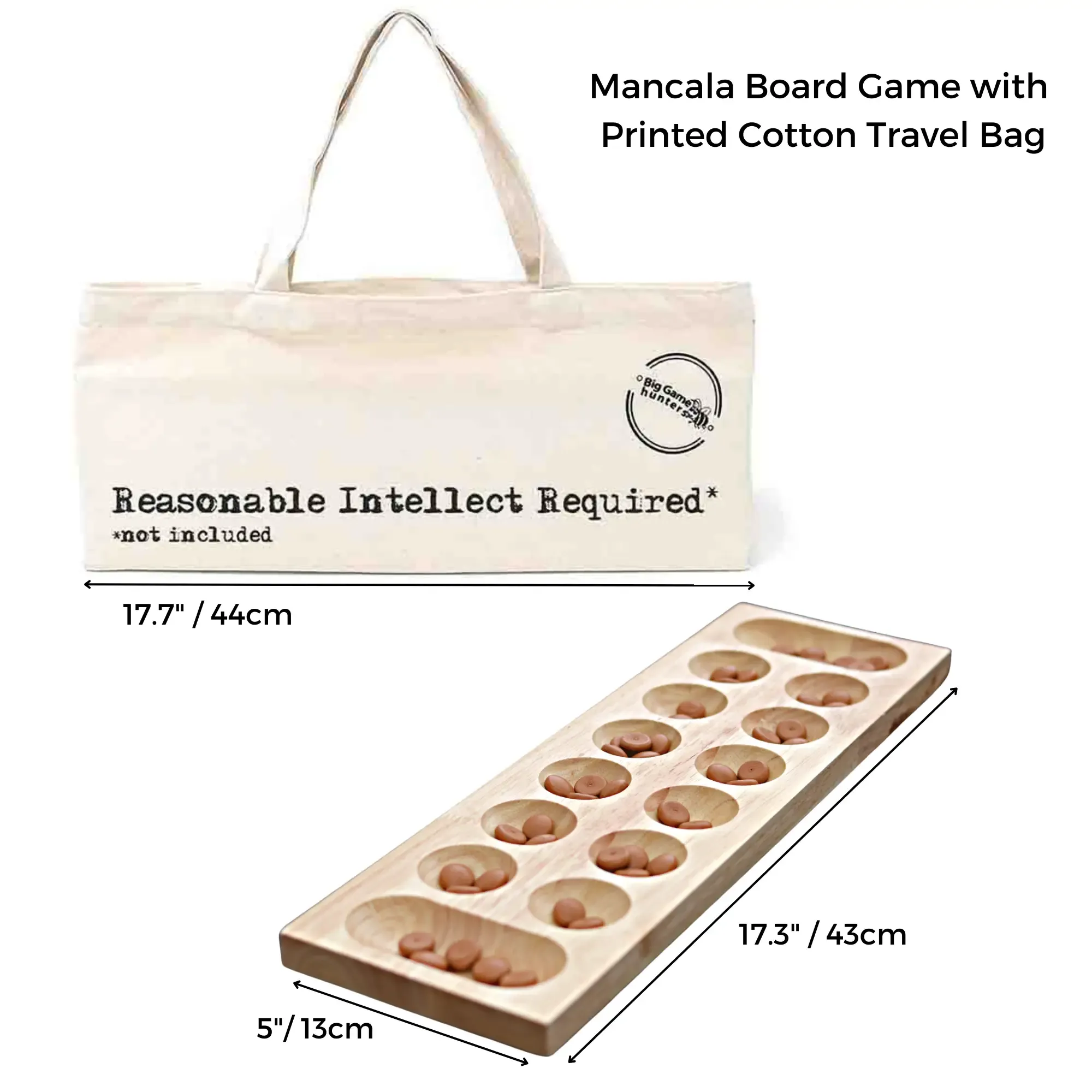 Mancala Game with Cotton Travel Bag - Indoor & Outdoor