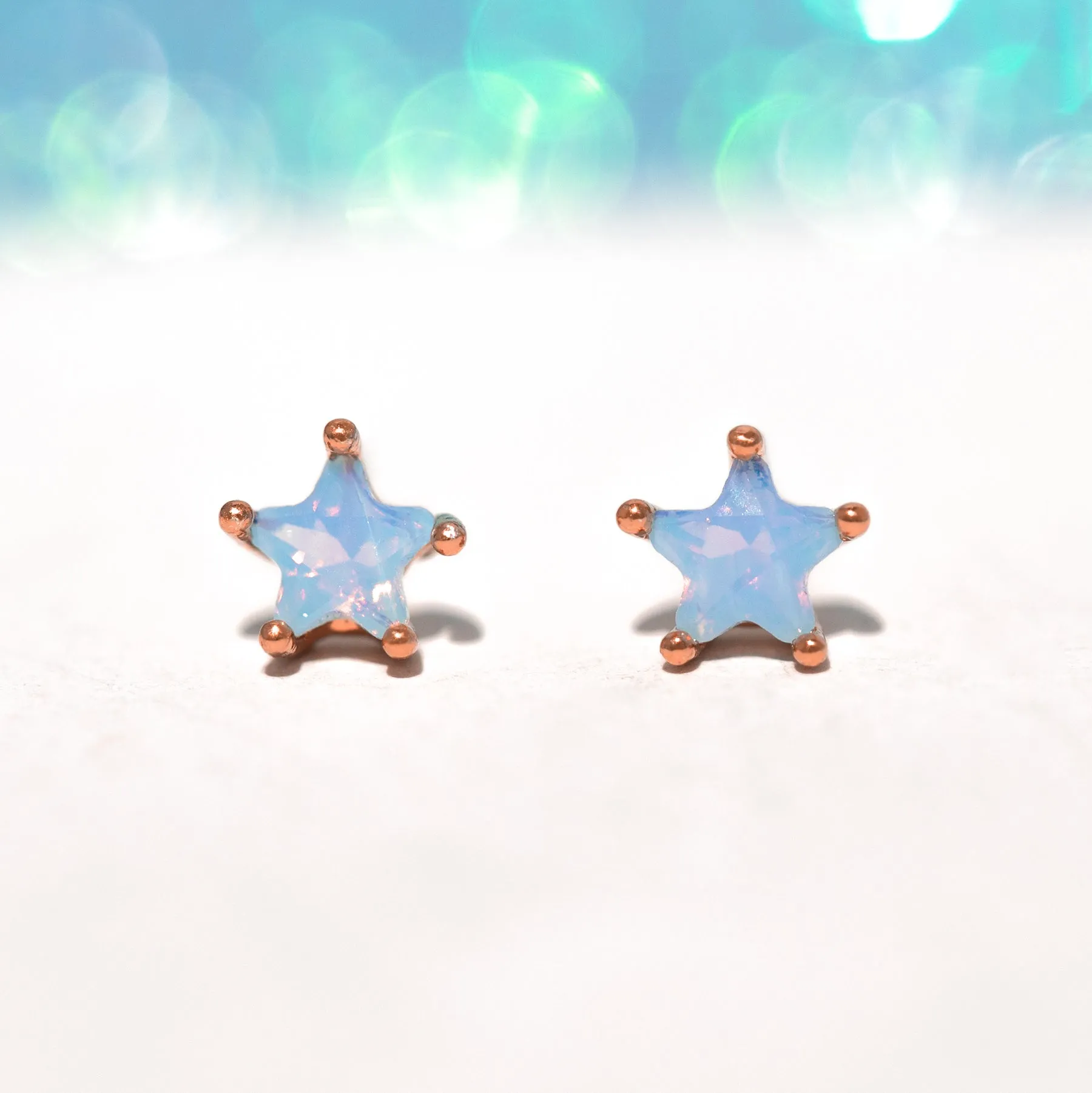 Milky Blue Star Studs