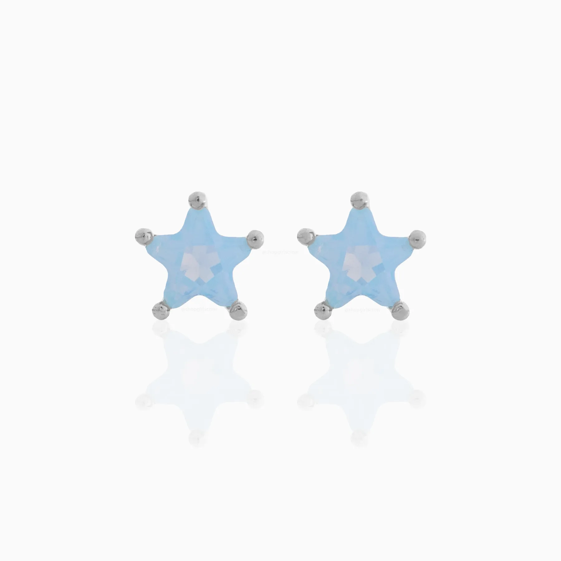 Milky Blue Star Studs