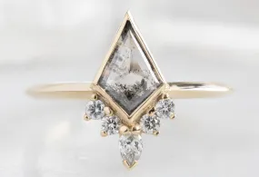 The Aster Ring with a Kite-Shaped Salt and Pepper Diamond