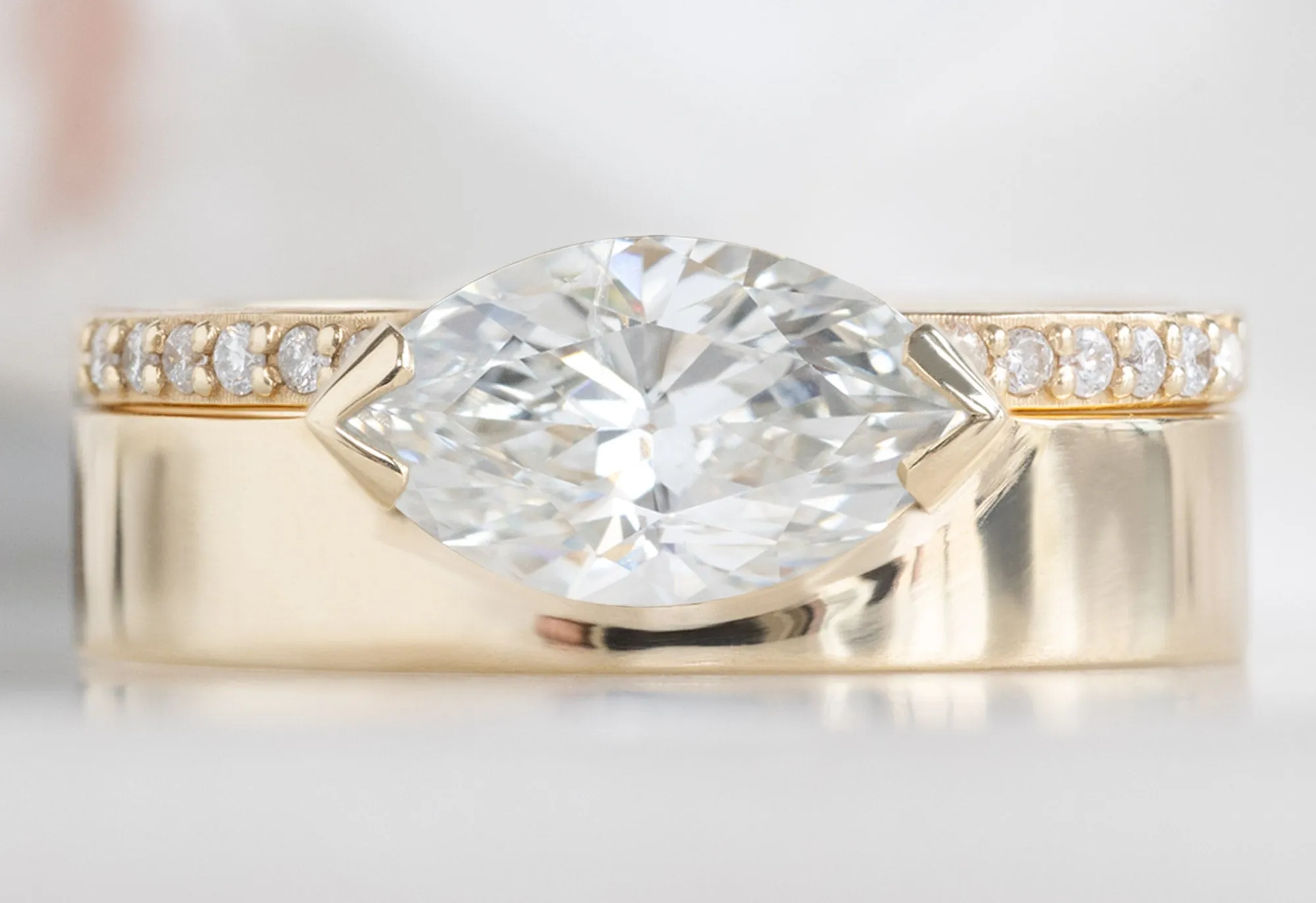 The Cigar Band with a .98ct White Marquise Diamond