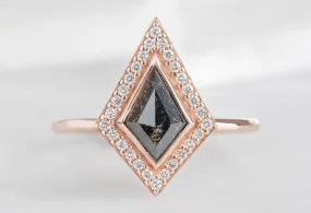 The Dahlia Ring with a .80ct Black Kite Diamond