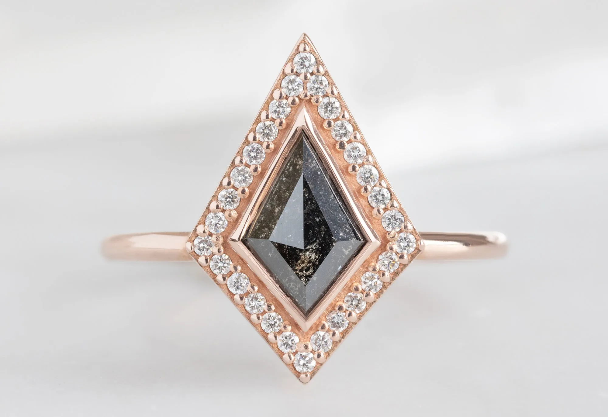 The Dahlia Ring with a .80ct Black Kite Diamond