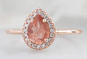 The Dahlia Ring with a Pear-Cut Sunstone