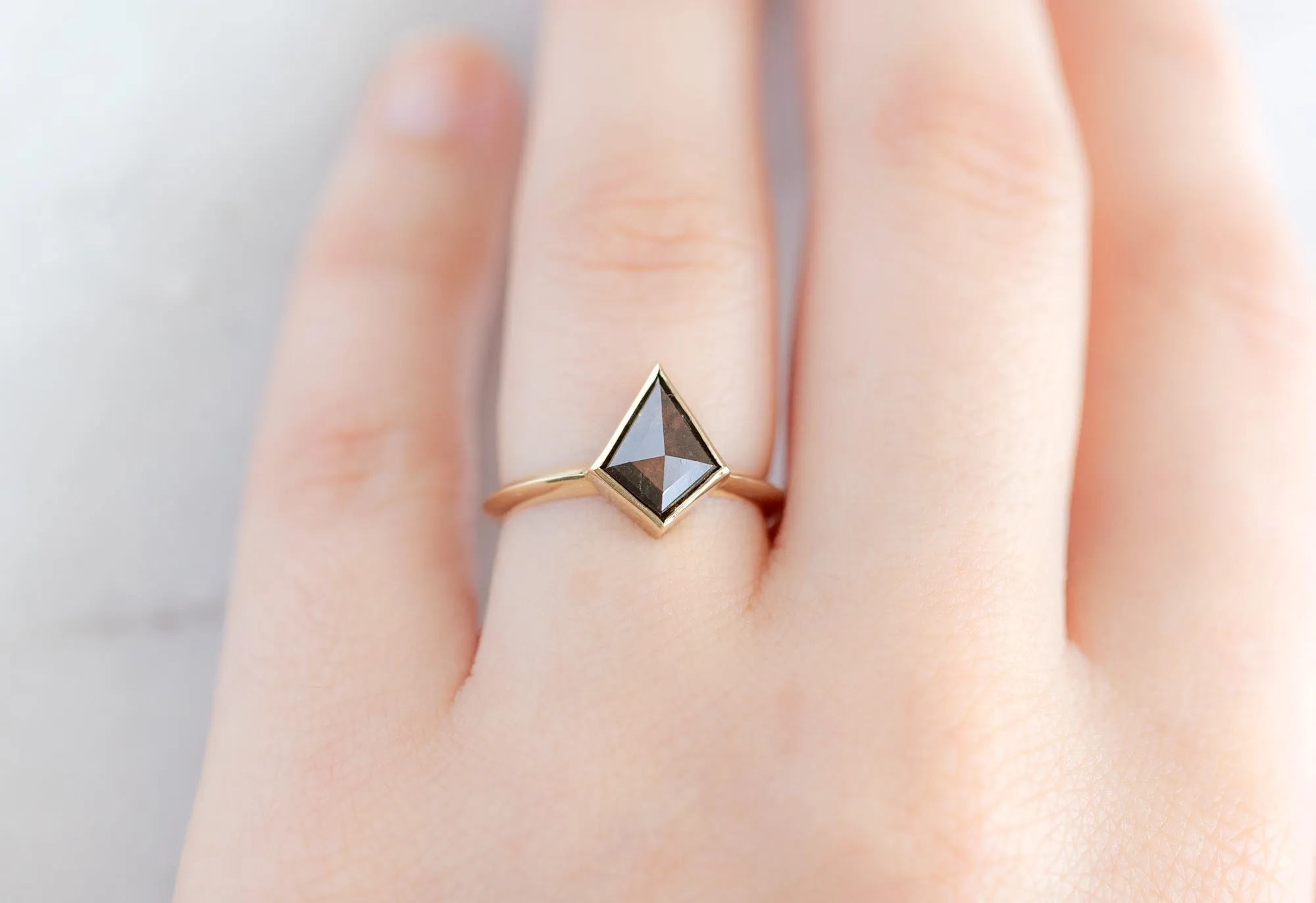 The Hazel Ring with a 1.31ct Kite-Shaped Black Diamond