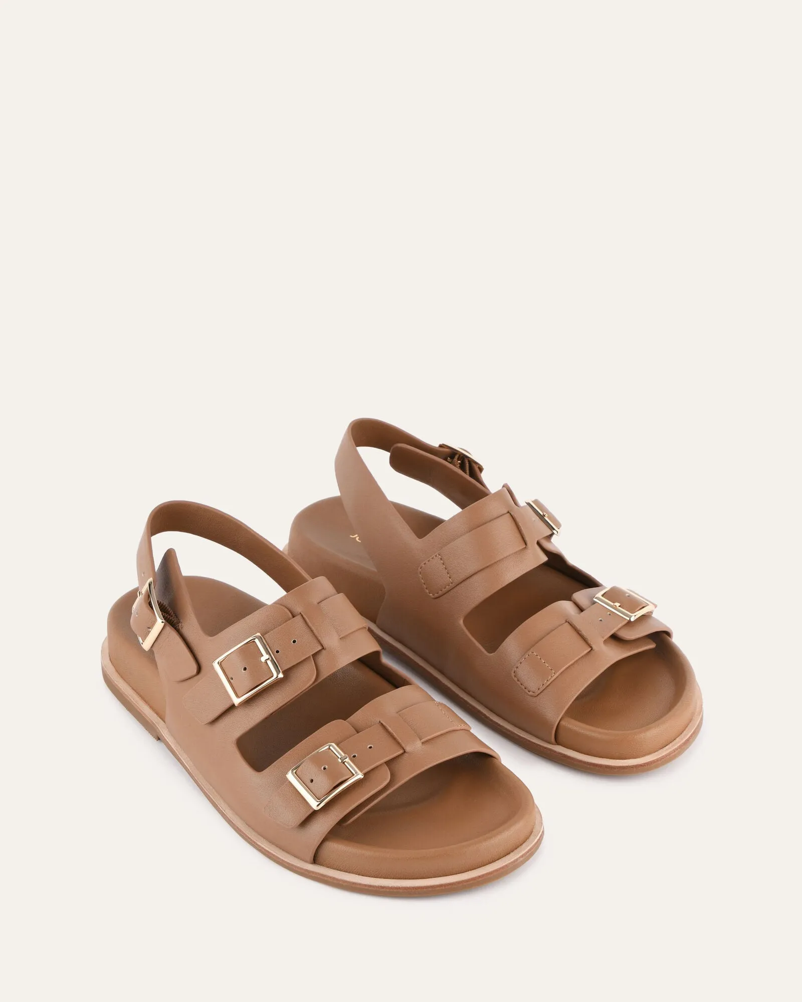 VERONA FLAT SANDALS TAN LEATHER