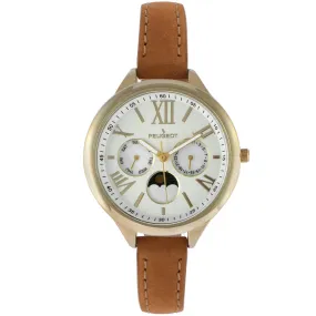 Women 38mm Watch Multi Function Suede Leather Strap